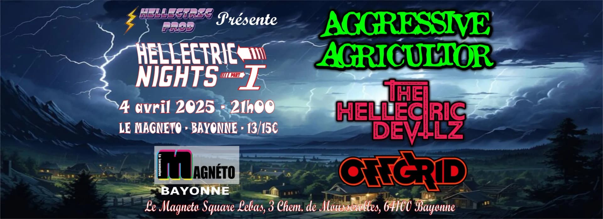 AGGRESSIVE AGRICULTOR + THE HELLECTRIC DEVILZ + OFF GRID